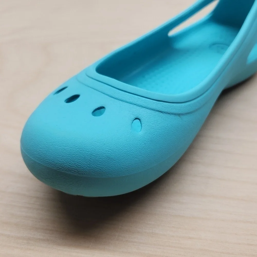 Crocs Kadee Flats Slip On Shoes Sandals Youth Sz J1 Teal 15610 NICE!